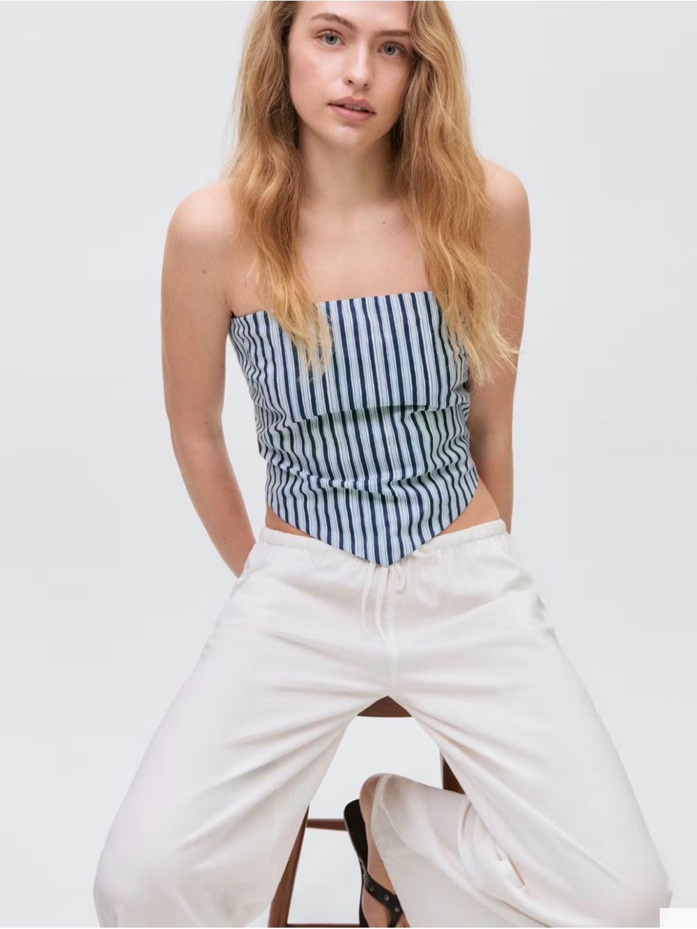 Mango Striped V Waist Tube Top